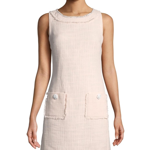 Karl Lagerfeld Dresses & Skirts - KARL LAGERFELD Round-Neck Tweed Shift Dress PInk